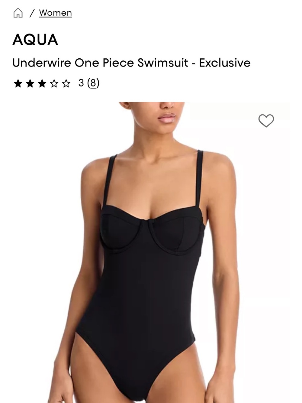 Aqua Black Underwire One-Piece Swimwear